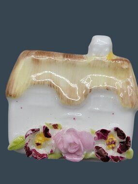 Vtg Thatched Cottage Brooch Rare Coalport Fine China England Signed Collectible